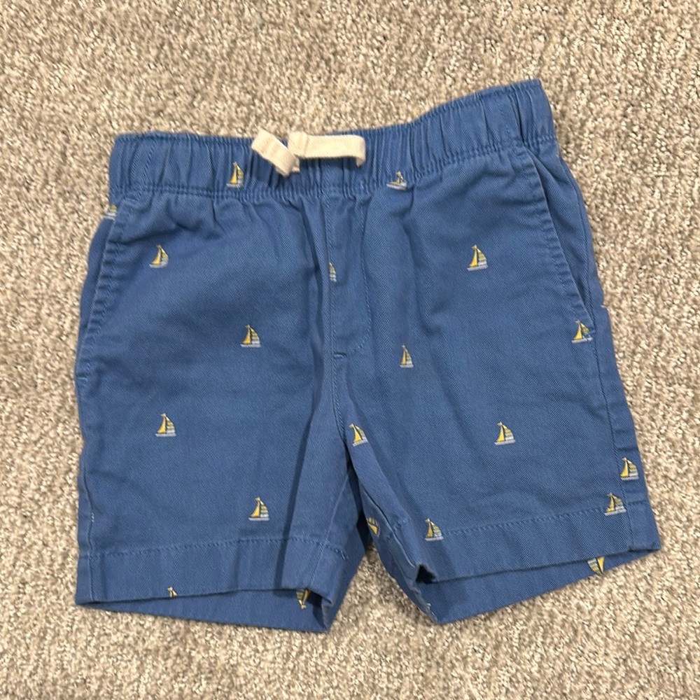 Blue Sailboat Print Kids Shorts